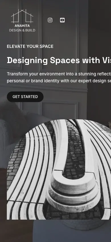 Anahita Design & Build website on mobile