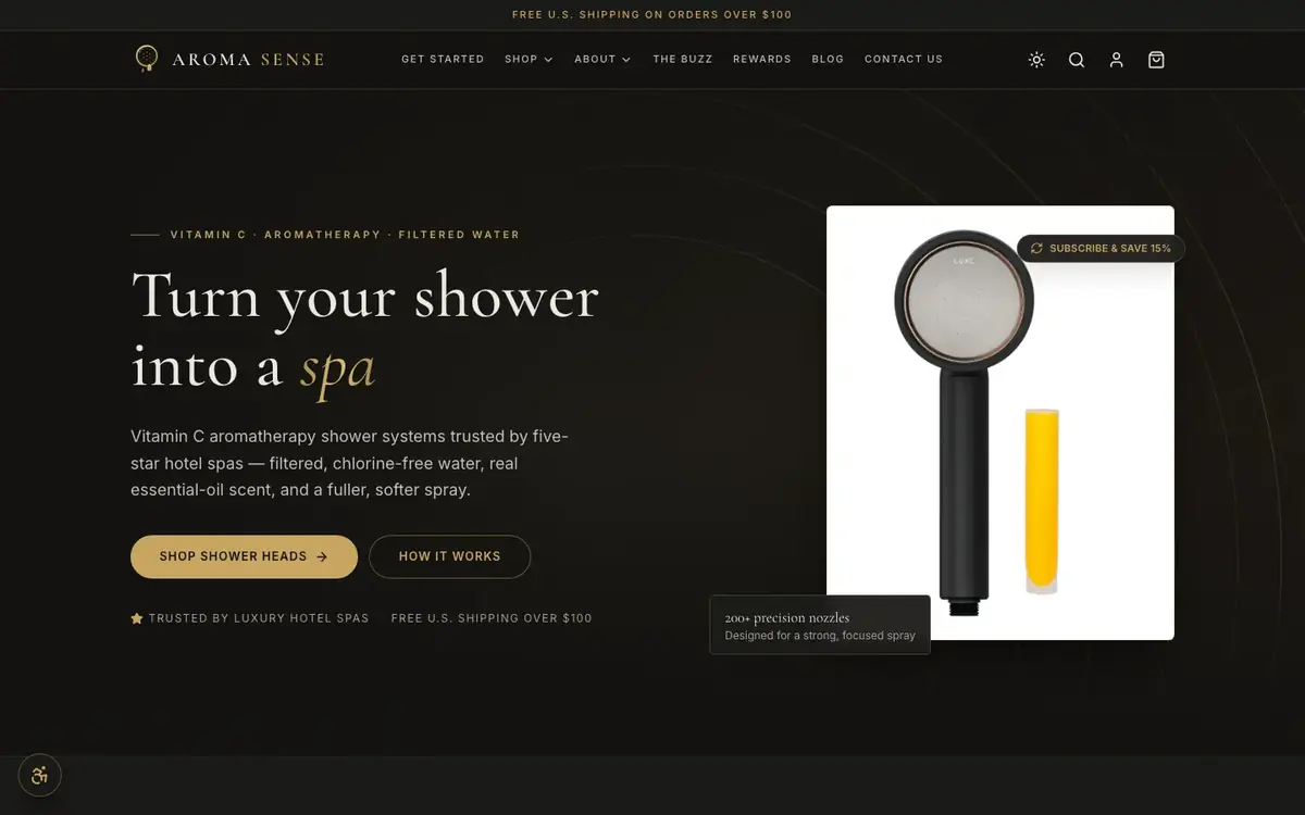 Aroma Sense website on desktop