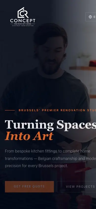 Concept Renovations website on mobile