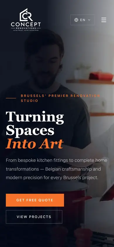 Concept Renovations website on mobile