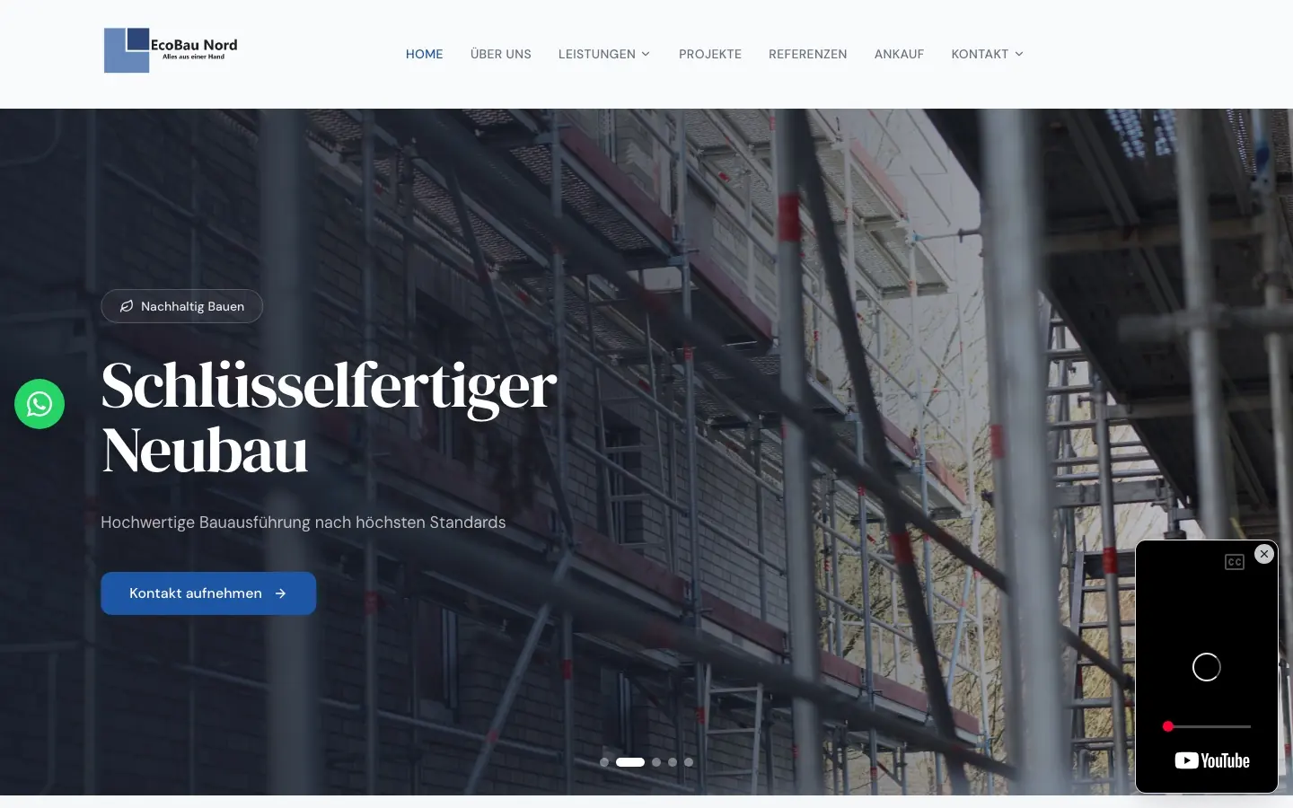 EcoBau Nord website on desktop