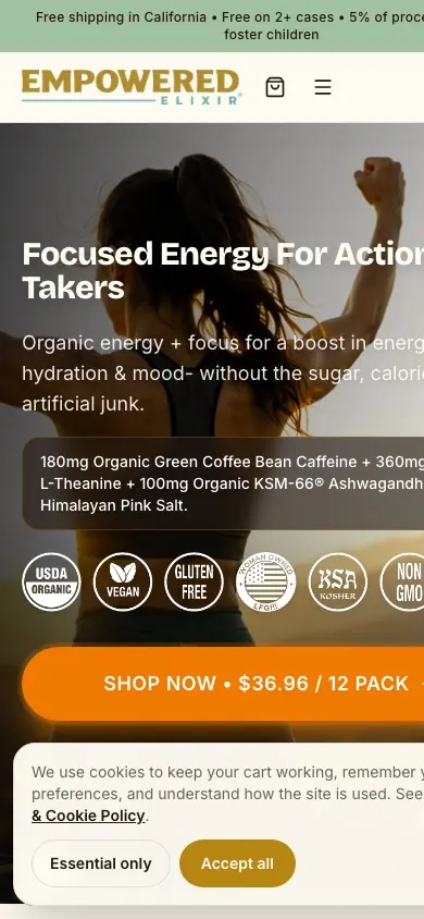 Empowered Elixir website on mobile