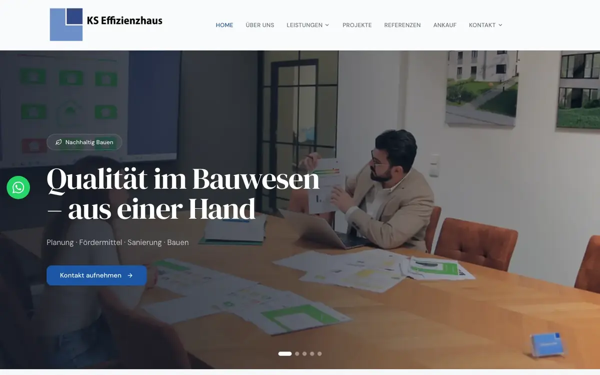 KS Effizienzhaus website on desktop