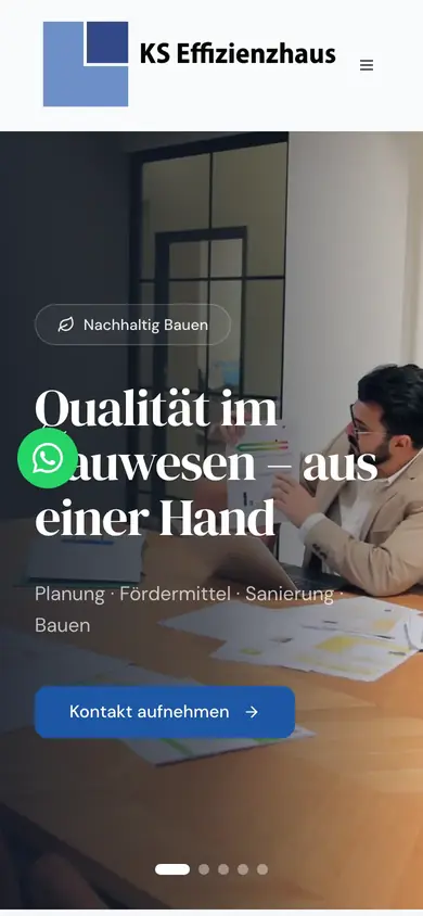 KS Effizienzhaus website on mobile