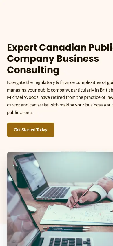 PubCo Law website on mobile