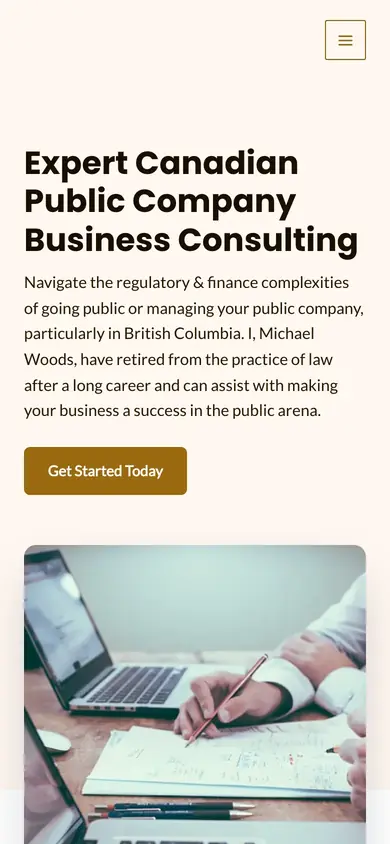 PubCo Law website on mobile
