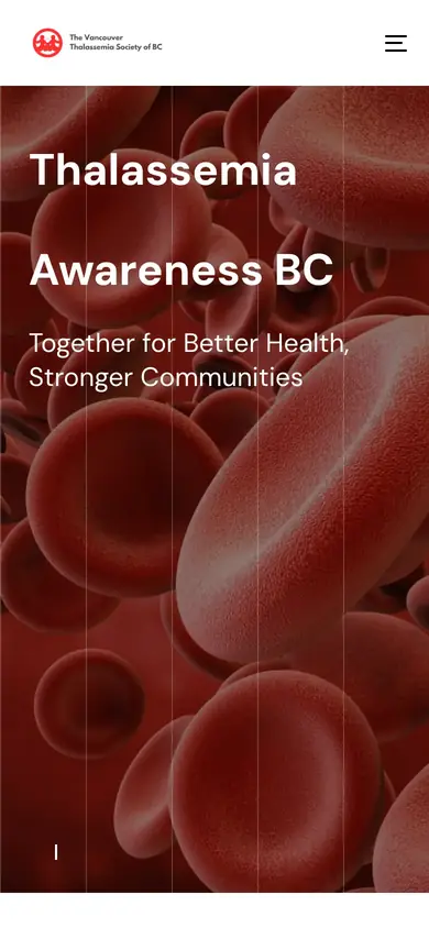 Vancouver Thalassemia Society of BC website on mobile