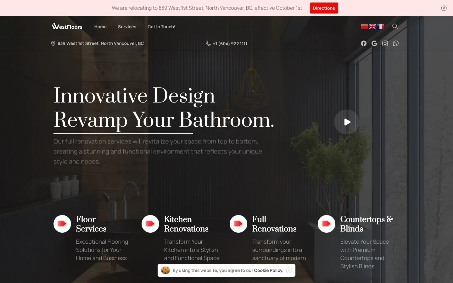 WestFloors website on desktop